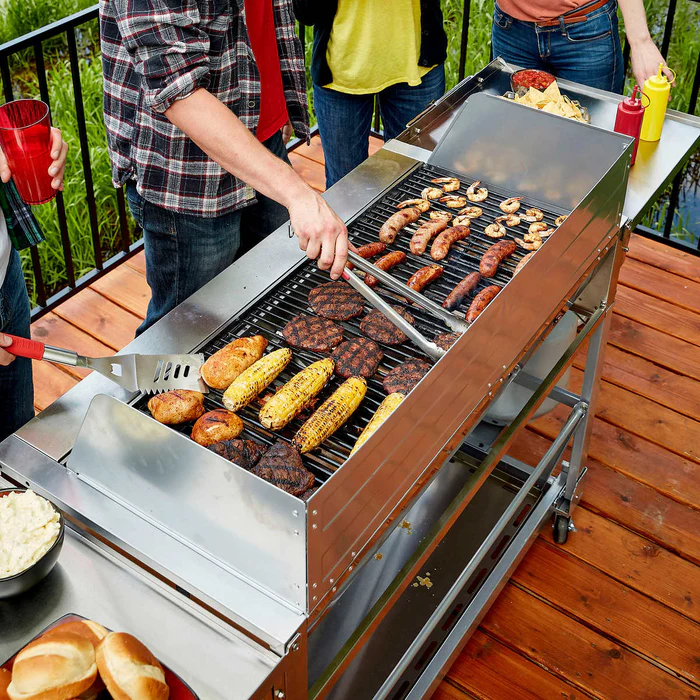 Commercial BBQ grill in use at a Toronto outdoor party